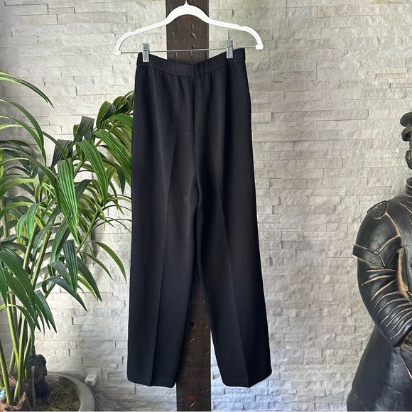 ST. JOHN Basics Black Pull On Knit Pleated Dress Pants with Pockets Size 6 - Picture 5 of 5